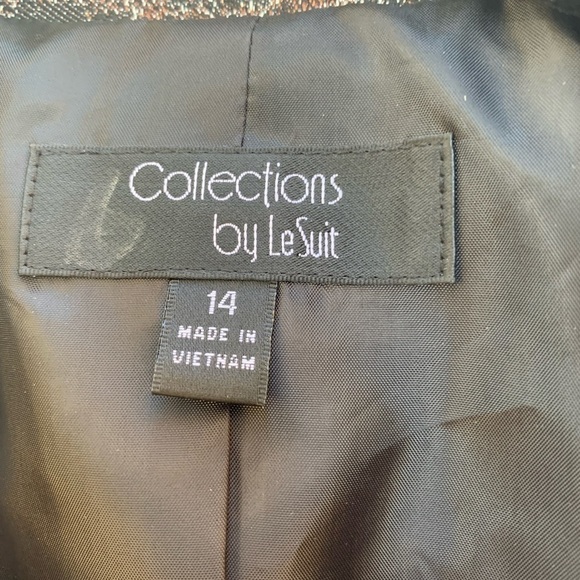 COLLECTIONS by Le Suit PLUS SIZE CROP SHOULDER PADS METALLIC BLAZER JACKET NWOT - Picture 5 of 5